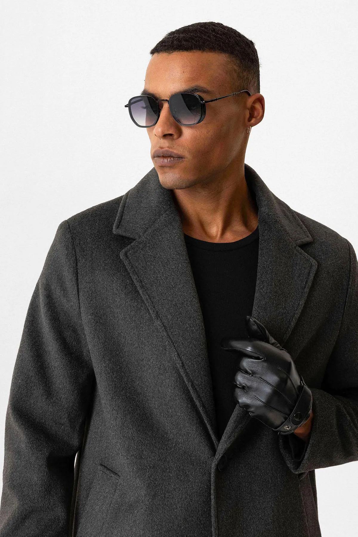 Anthracite Textured Men's Coat - Wessi