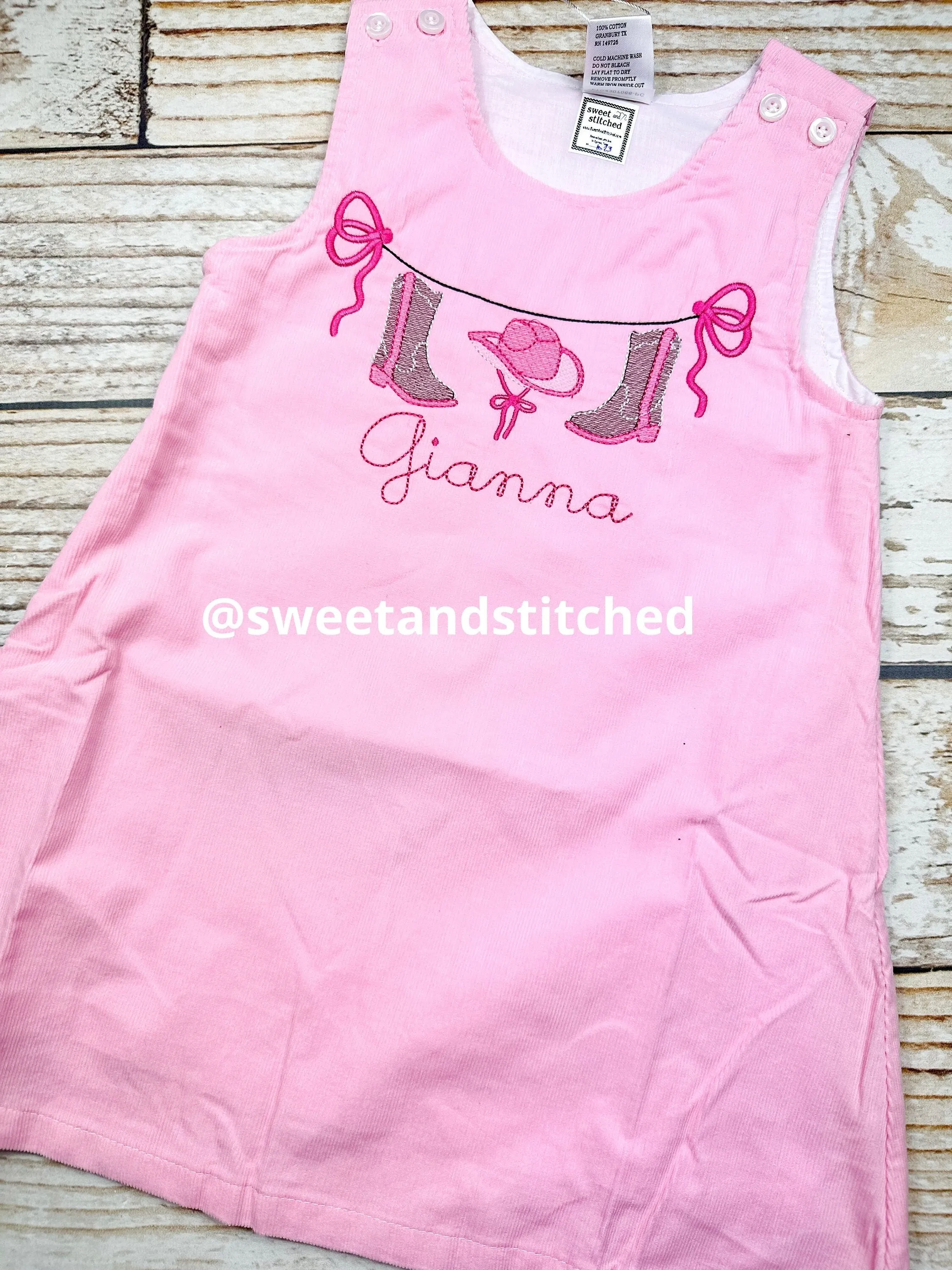 Baby girl monogrammed cowboy birthday jumper dress, monogrammed cowgirl birthday party outfit, boots birthday cake smash