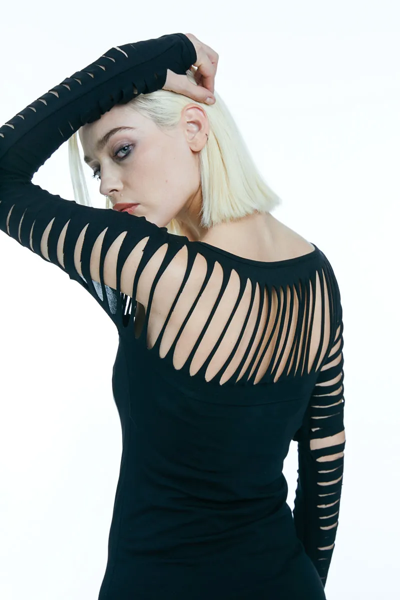 Black Slinky Extreme Cut Out Dress