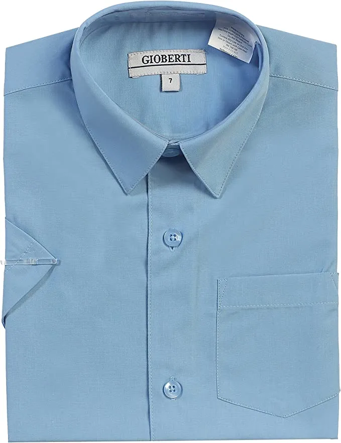 Boy's Short Sleeve Solid Dress Shirt - Sky Blue