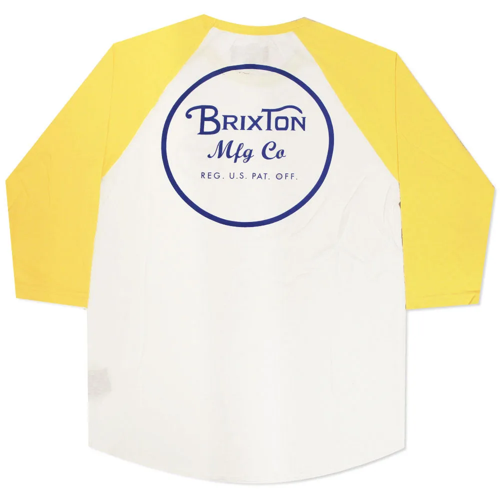 Brixton Wheeler 3/4 Sleeve Baseball T-Shirt White Yellow