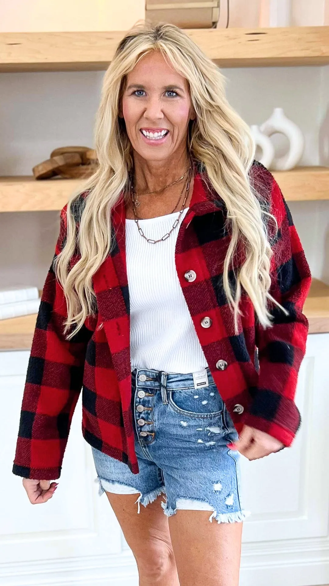 Buffalo Plaid Sherpa Comfy Jacket - Final Sale