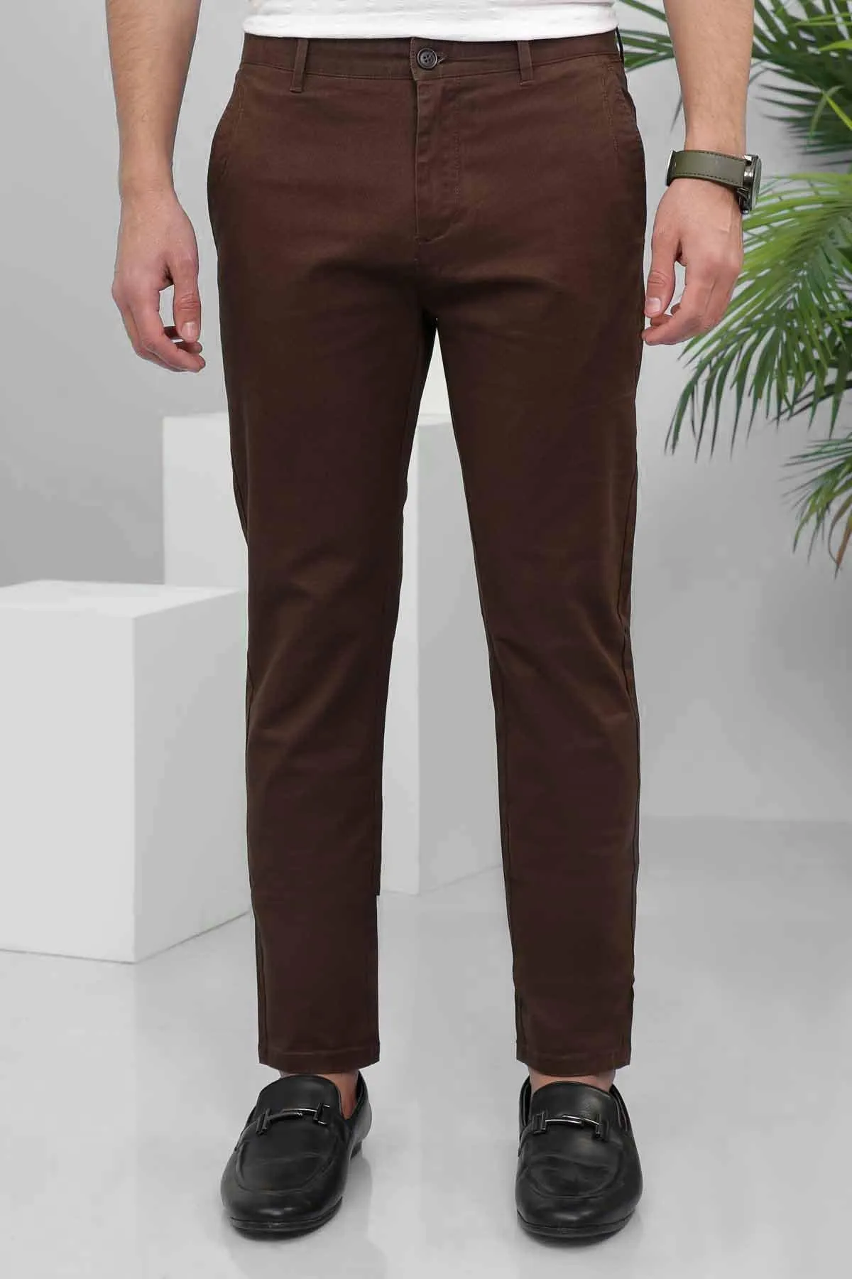 CASUAL PANT SLIM FIT BROWN