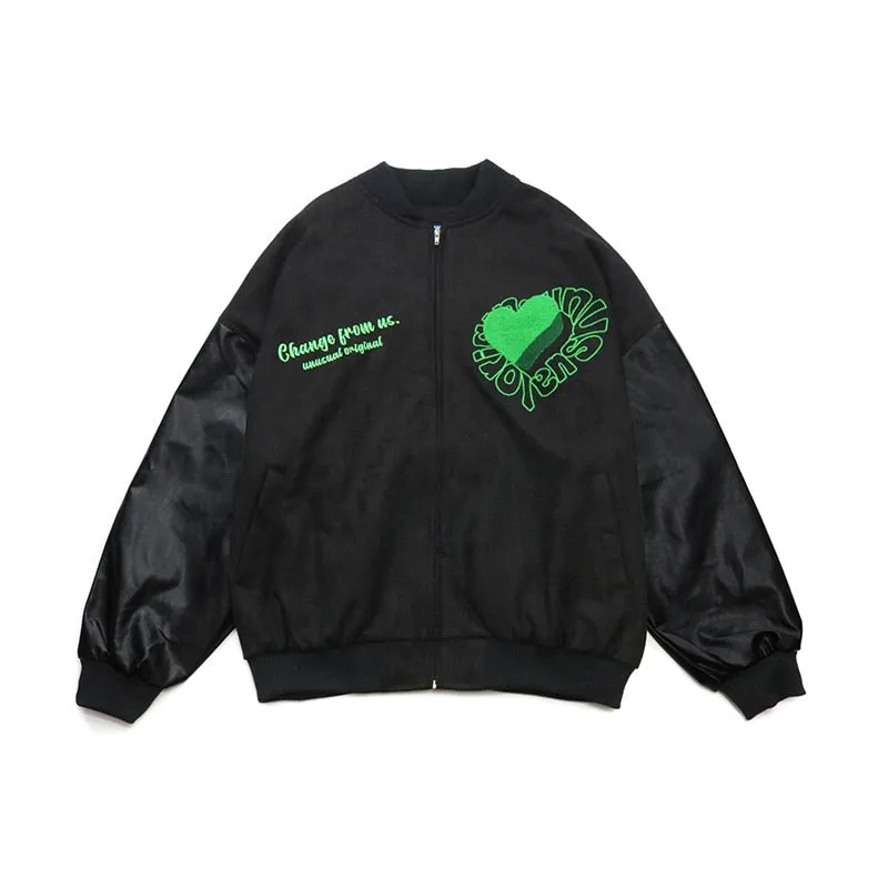 Change From Us Two Shaded Heart Shape Varsity Jacket