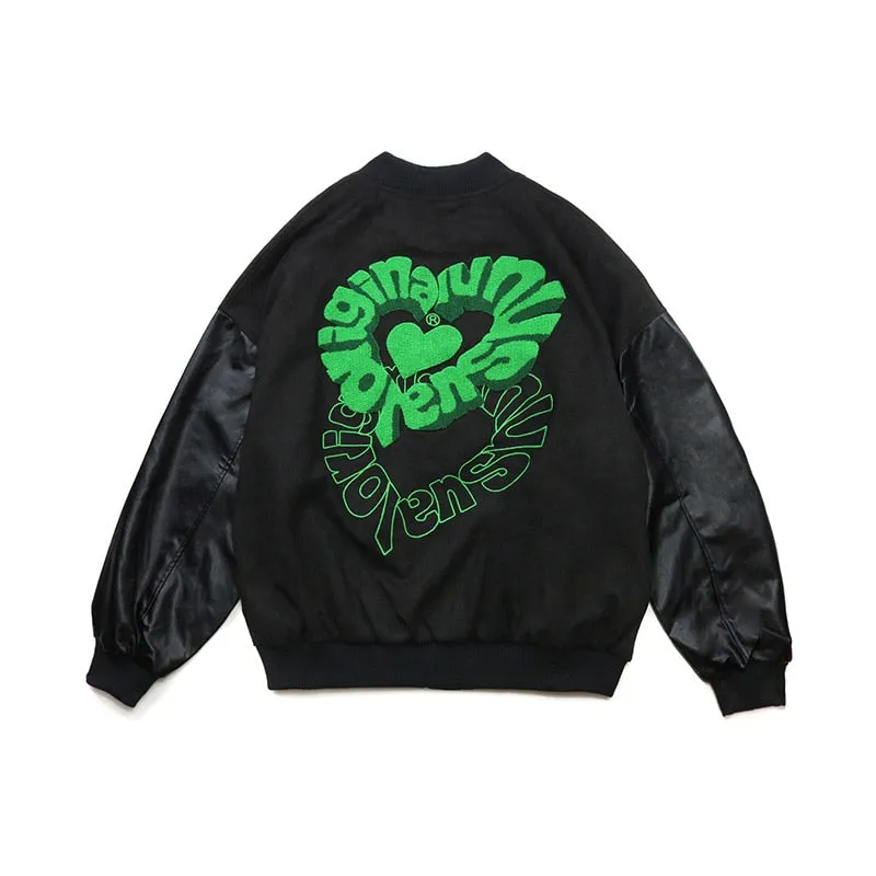 Change From Us Two Shaded Heart Shape Varsity Jacket