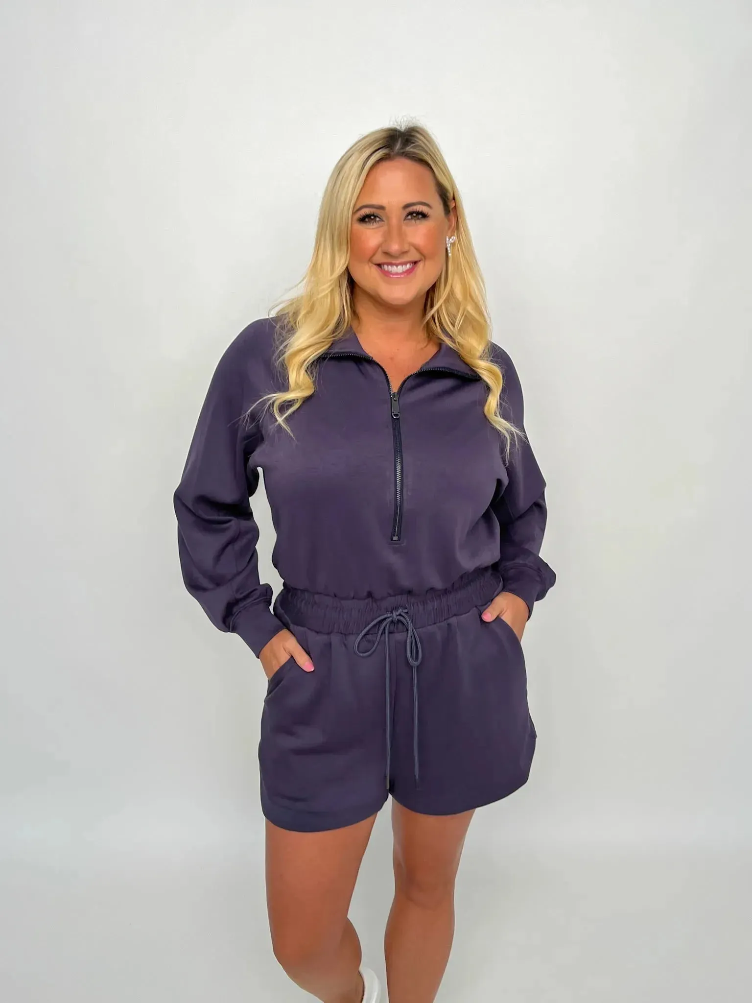 Charcoal Long Sleeve Romper