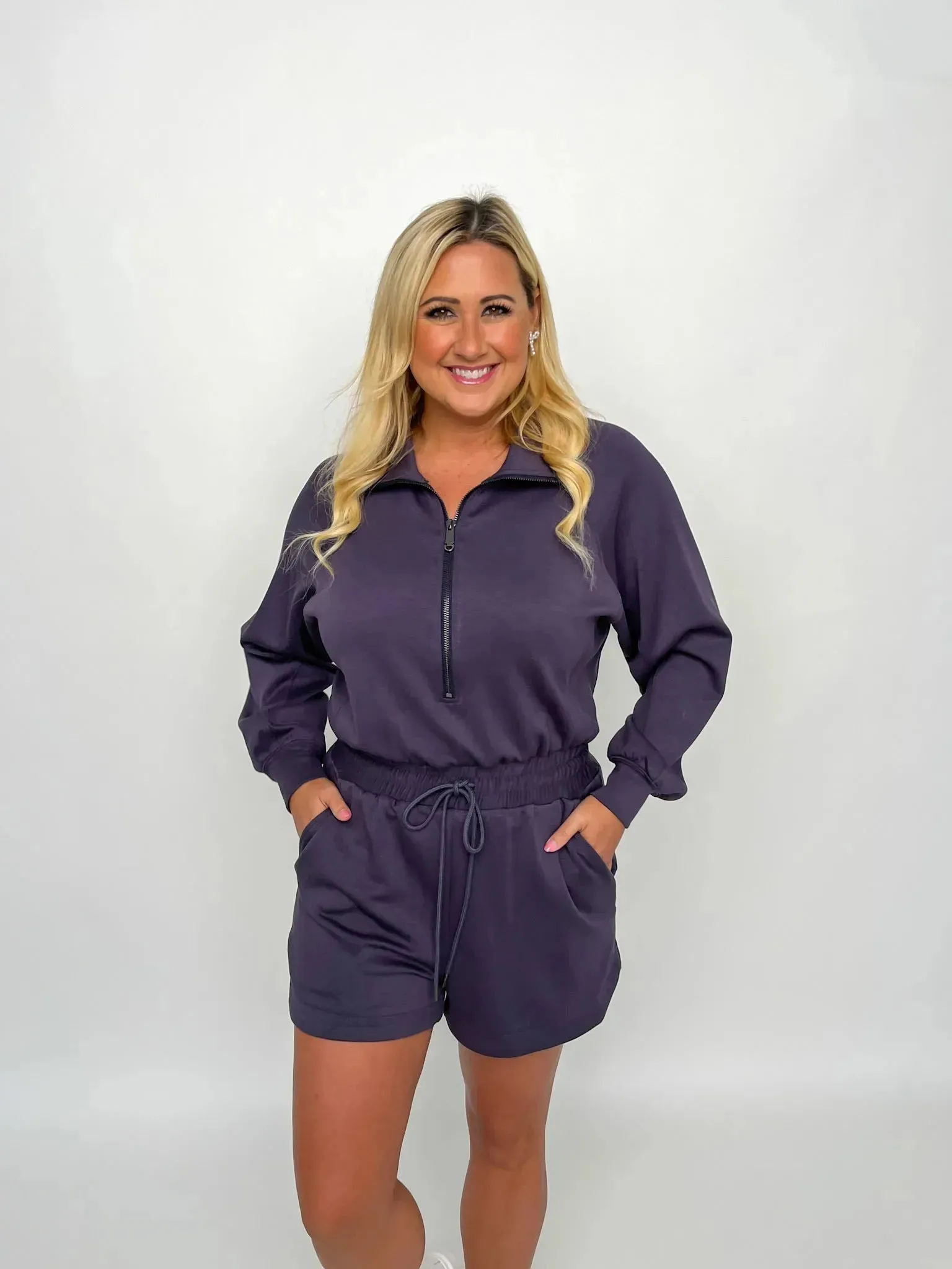 Charcoal Long Sleeve Romper