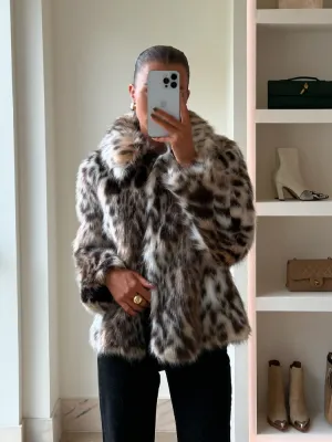 christmas outfit Sonicelife New Fashion Leopard Printed Warm Faux Fur Coat Chic Lapel Long Sleeve Women's Fluffy Furry Jacket Thick Lady Chic Outerwear 2024