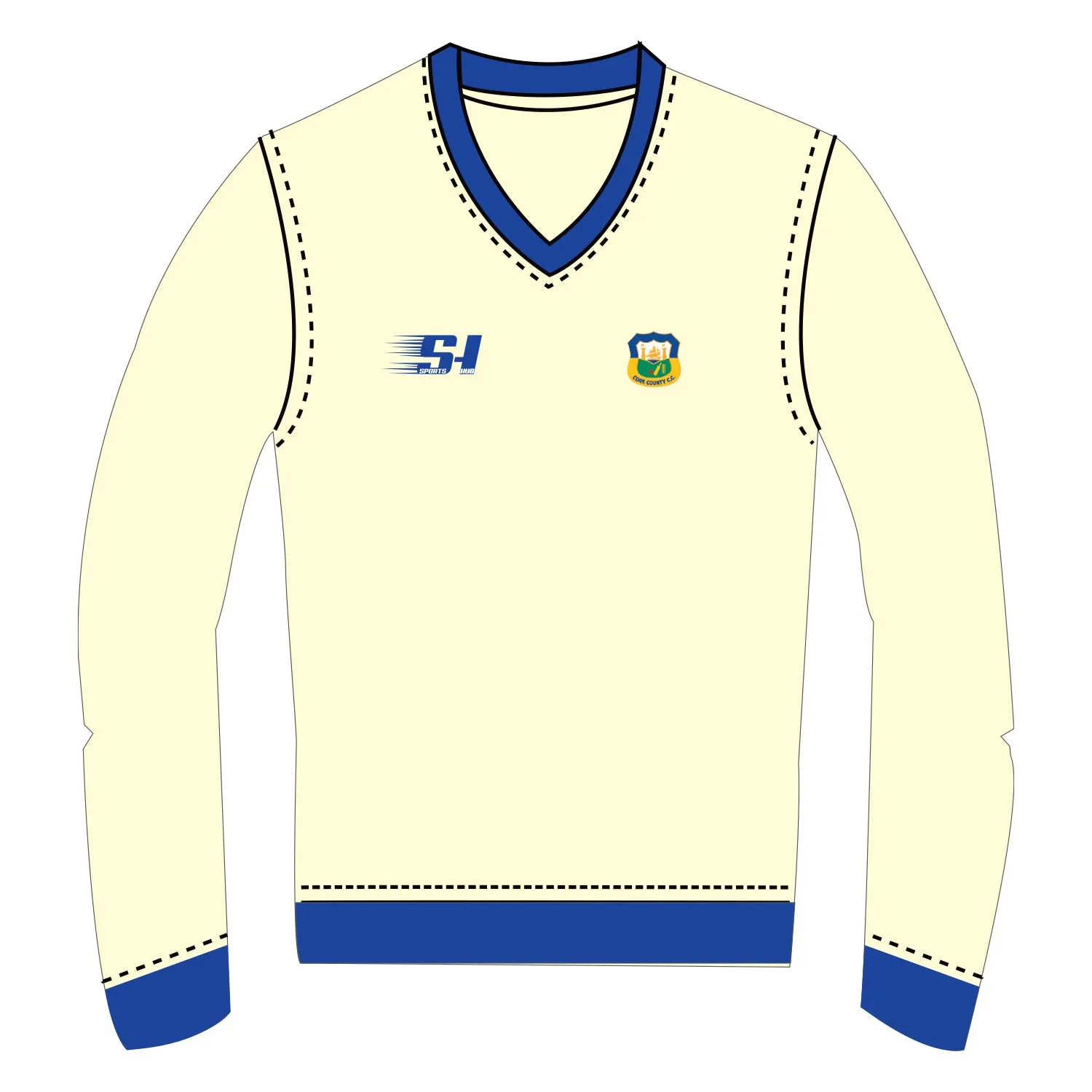 Cork County Cricket Club White Playing Jumper Long Sleeve