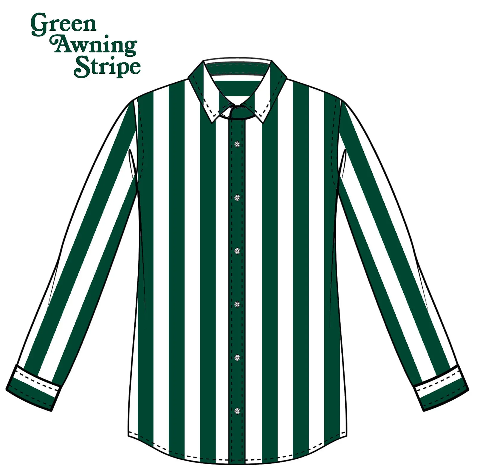 Custom Shirts Green Awning Stripe Albini Poplin (10 units)