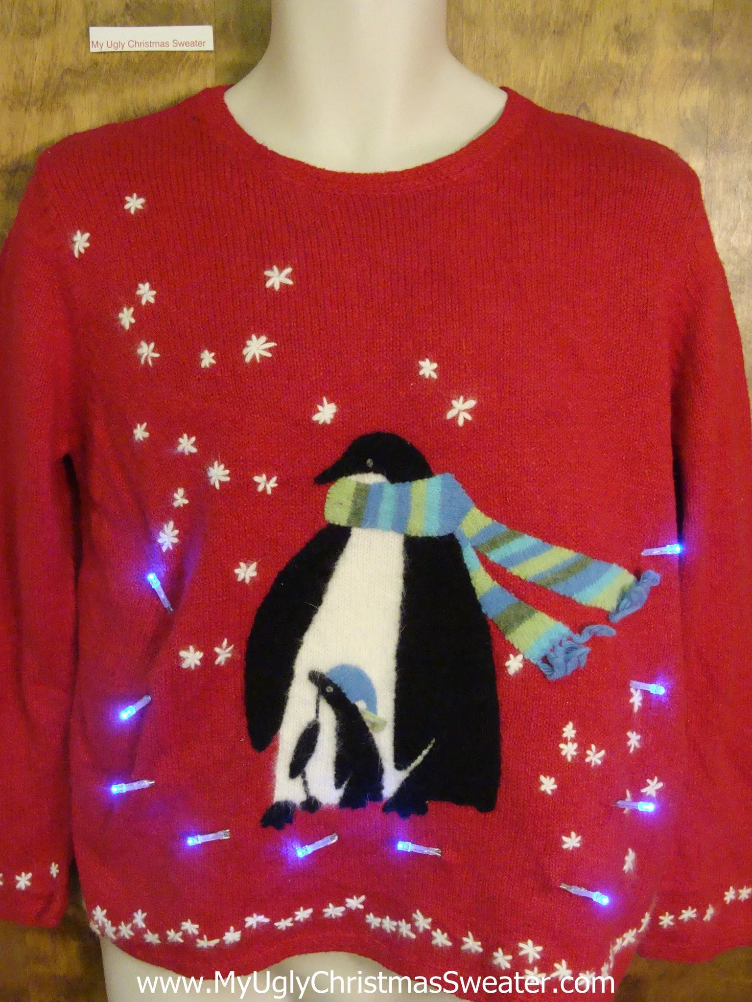 Cute Penguin and Baby Light Up Ugly Christmas Jumper