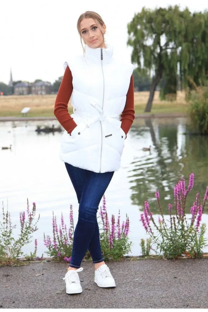 Double Second White Belted Gilet Puffer