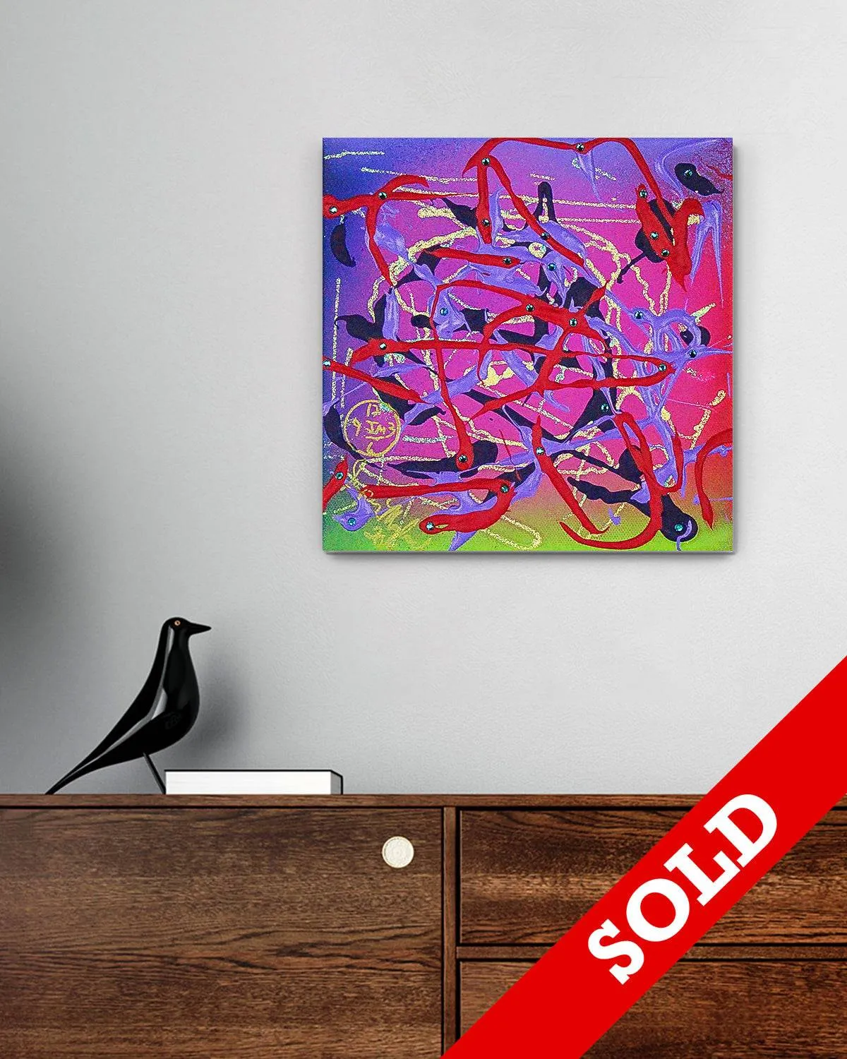 Flamingos in Flight - Original Painting - SOLD