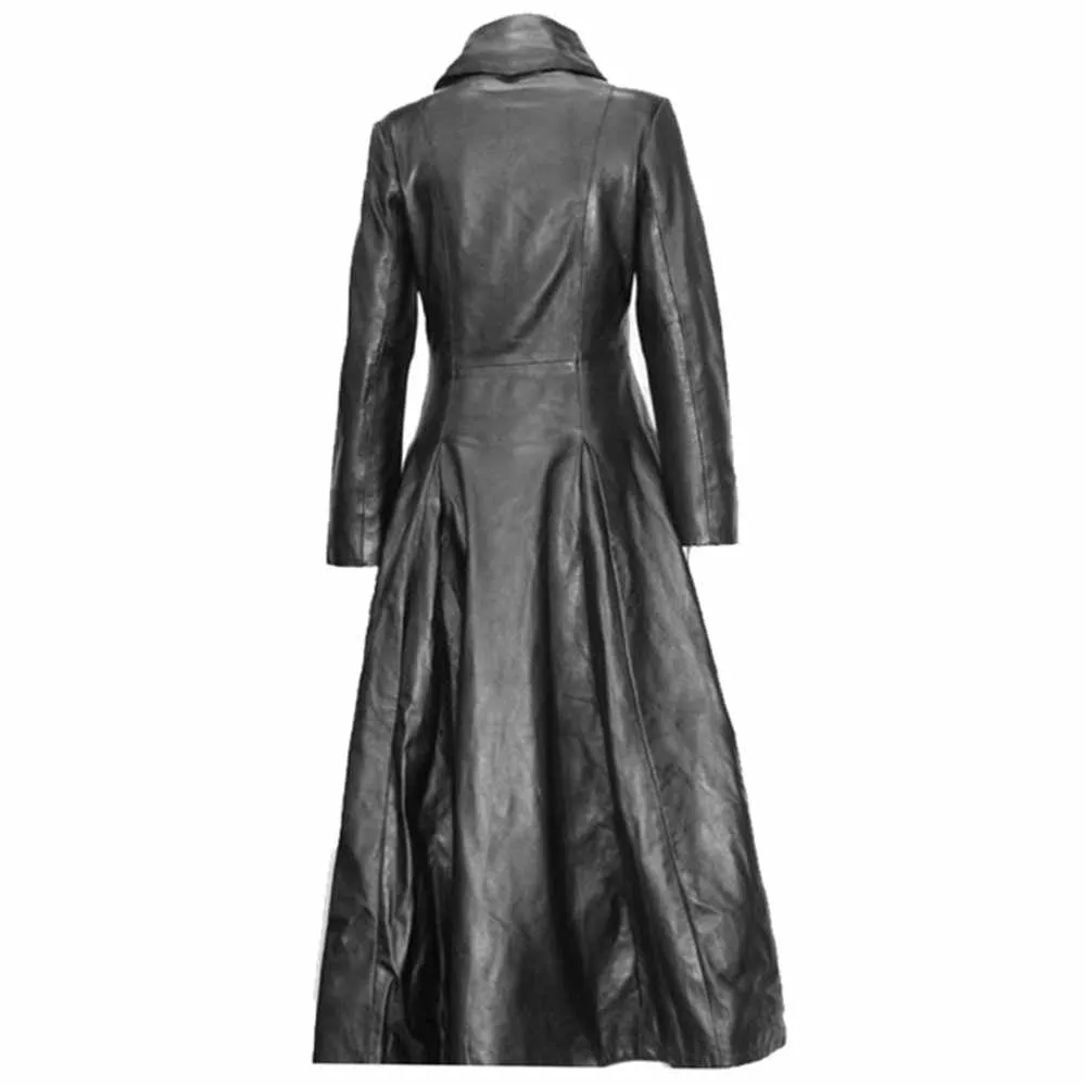 Full Length Black Leather Midnight Coat Women