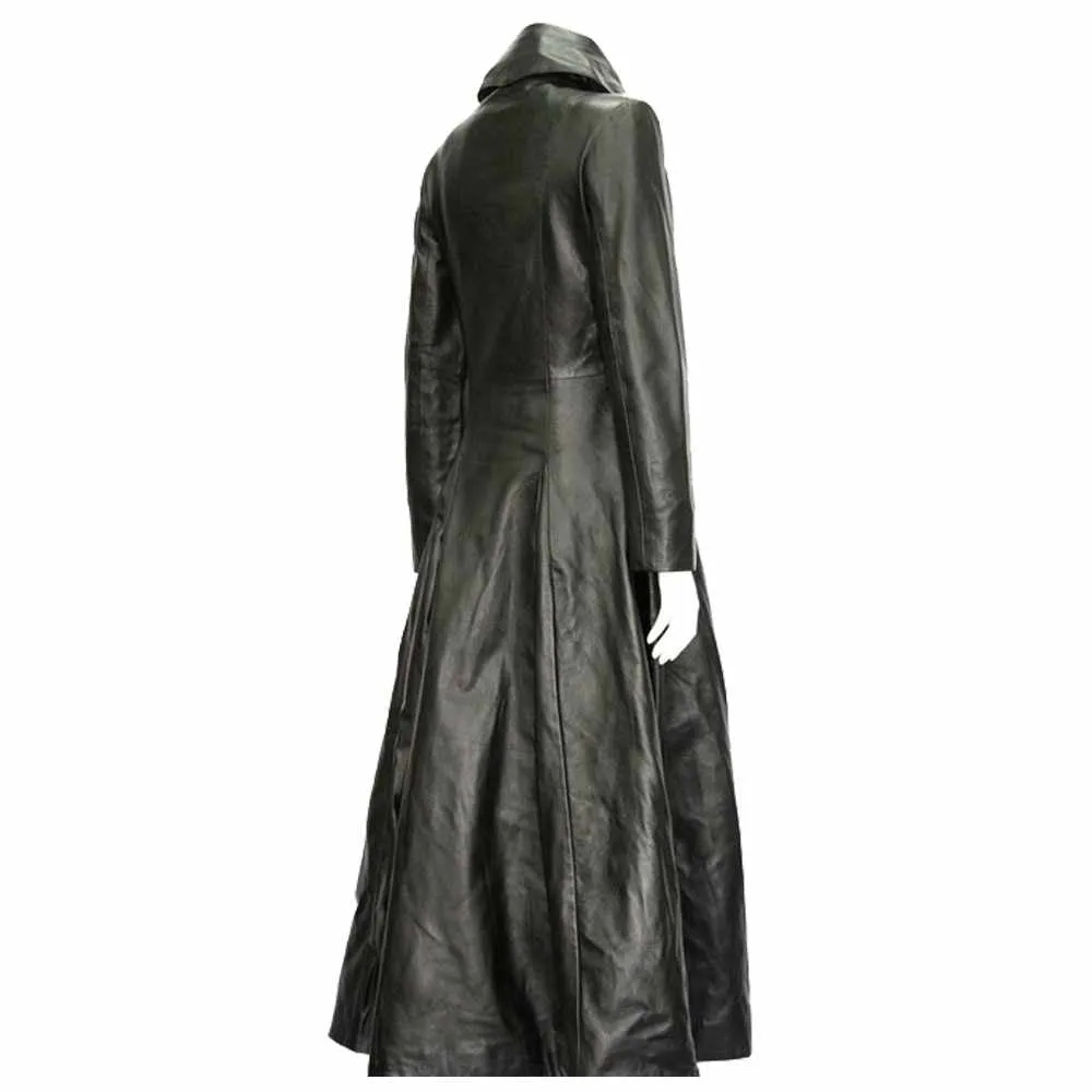 Full Length Black Leather Midnight Coat Women