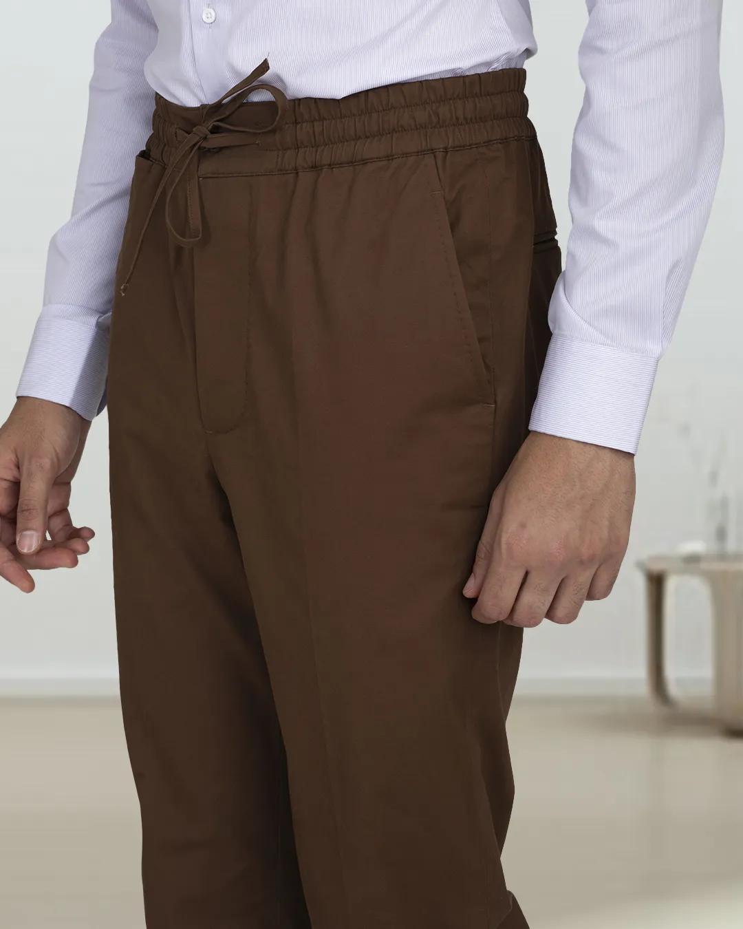 Genoa Coffee Brown Drawstring Pant