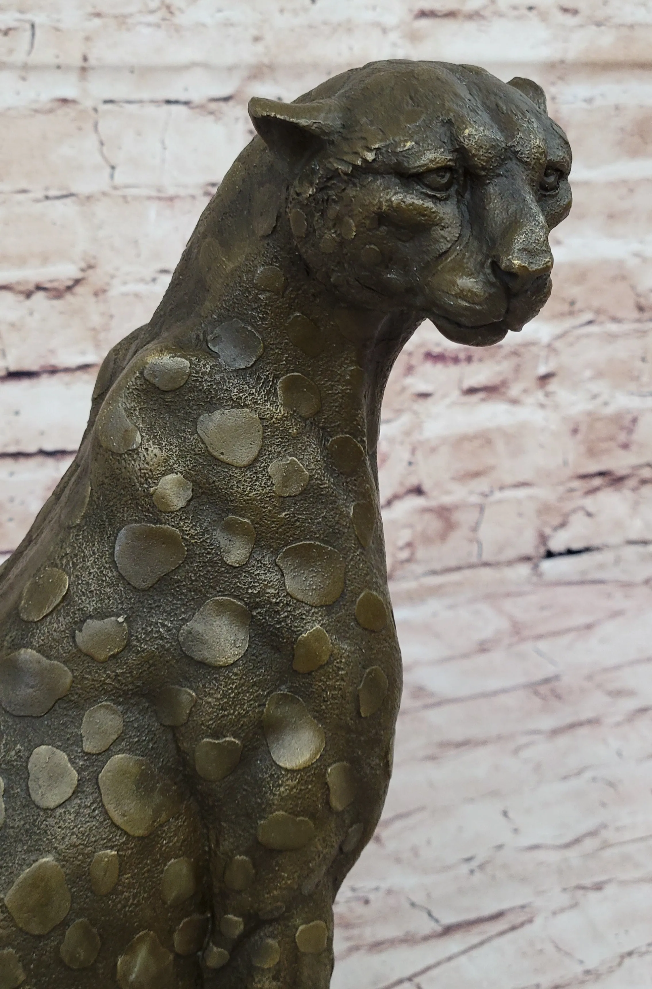 Hot Cast Bronze Guardian Cheetah Leopard Sculpture Statue Figure Decor