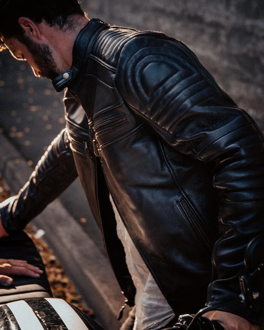 Leather Café Racer Motorcycle Jacket