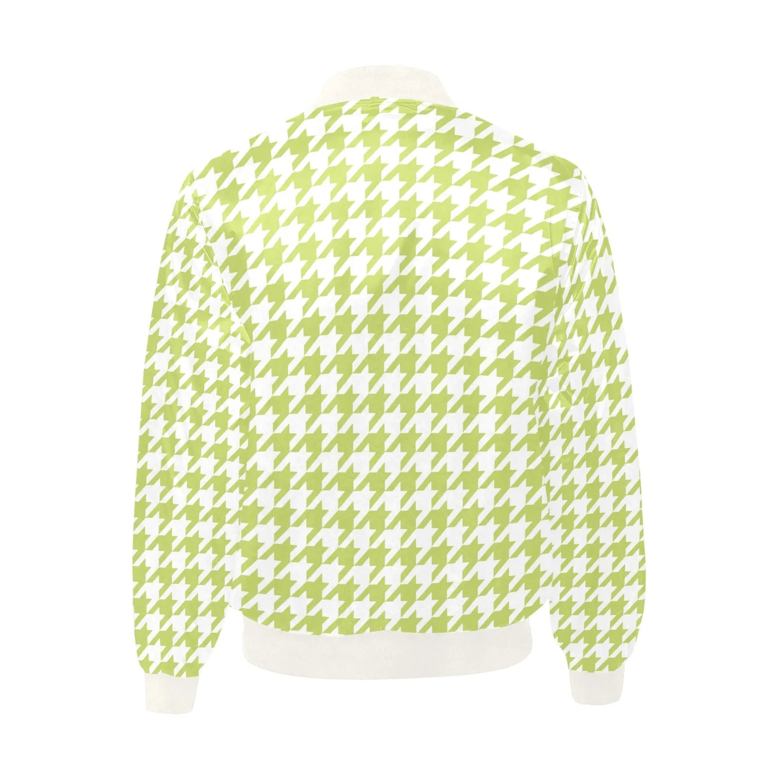 Lime Houndstooth Quilted Bomber Jacket