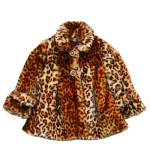 Little Girls Brown Leopard Faux Coat 1T-6