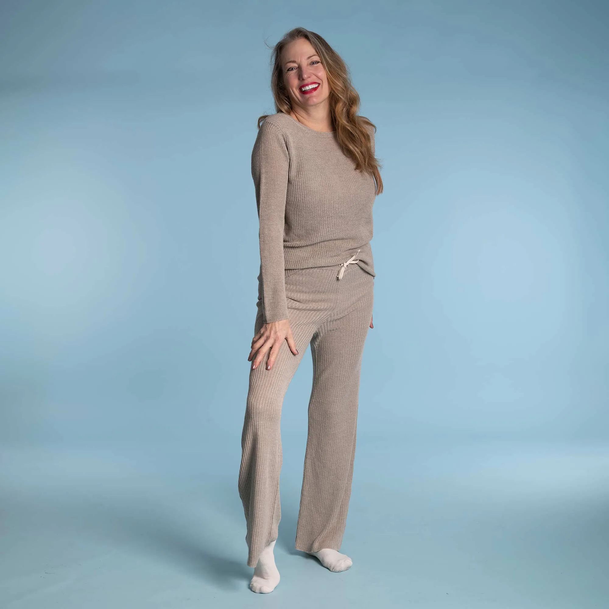 LOLA 100% Organic Linen Knit Pants (OC Thread, Covered Organic Elastic, No Plastic, No Synthetics) (Biodegradable)