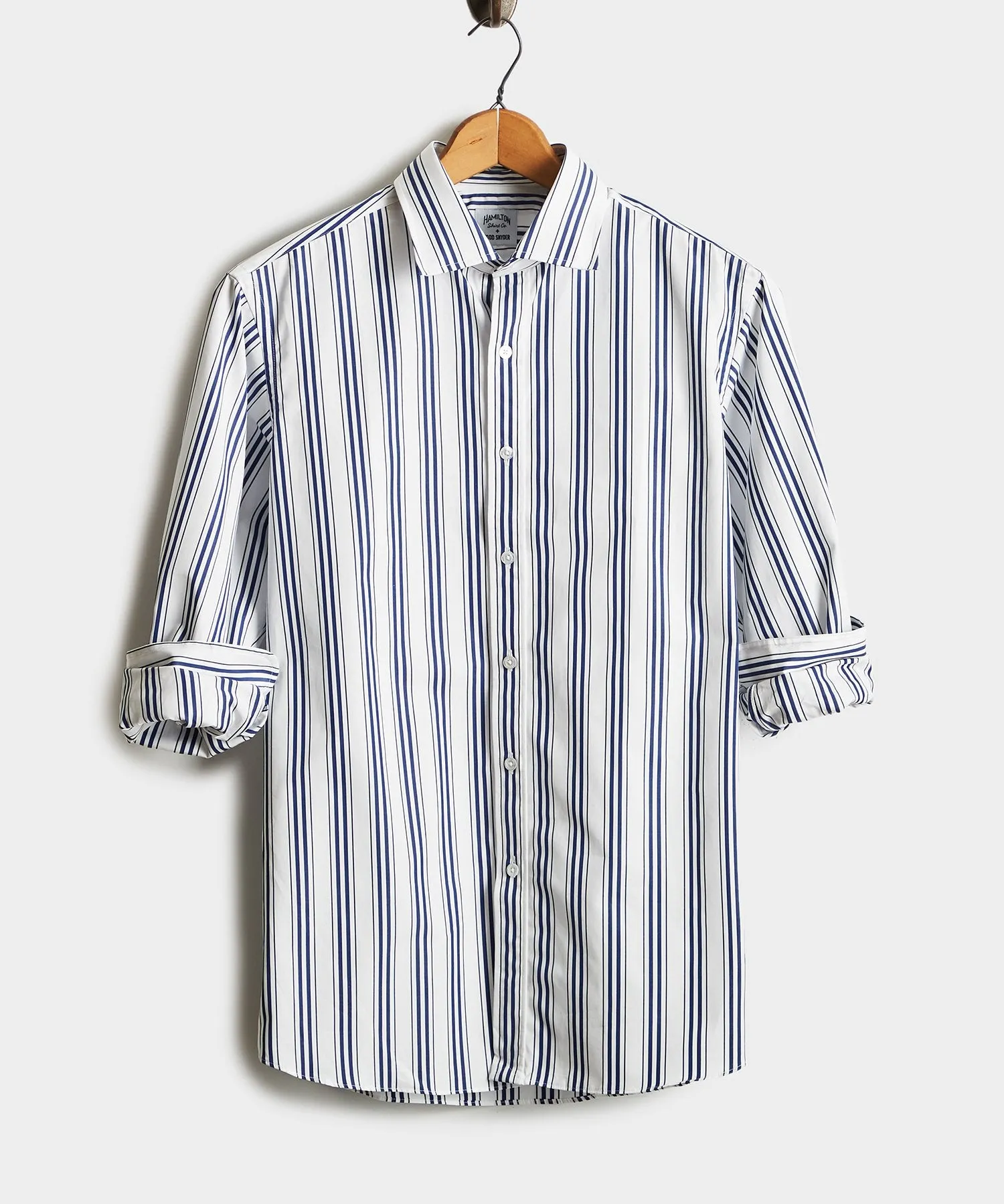 Made in the USA Hamilton   Todd Snyder Multitrack Stripe Shirt in Blue