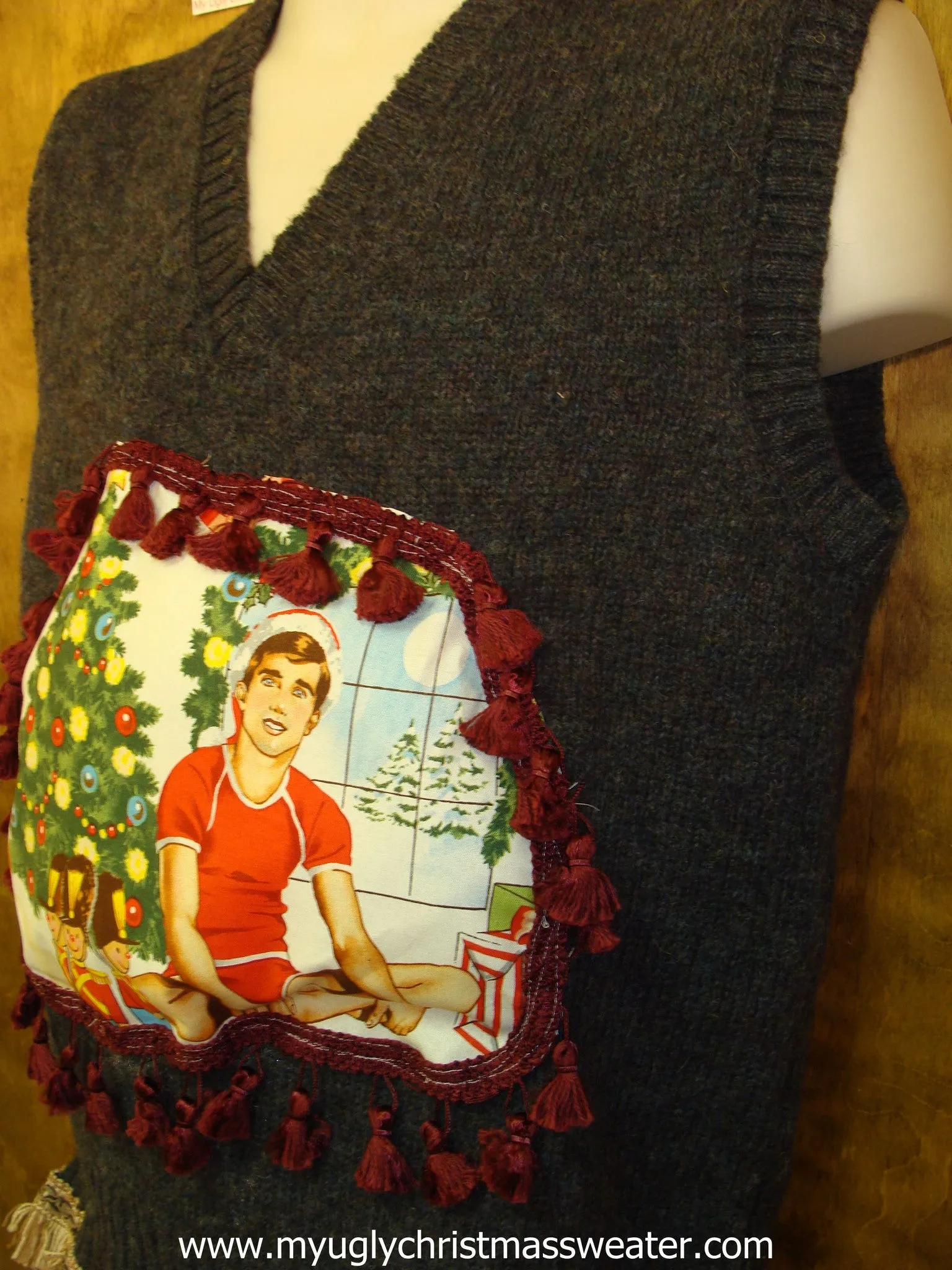 Mens Hottie Guy in Underwear Ugly Christmas Sweater Vest