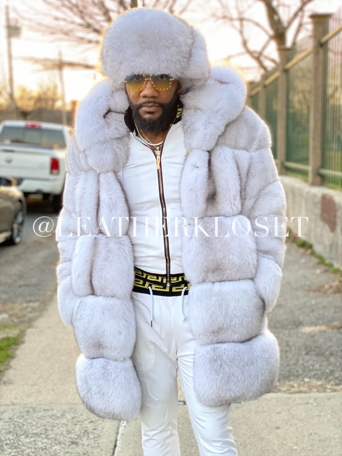 Men's Showstopper 3/4 Fox Fur Jacket [Natural White]