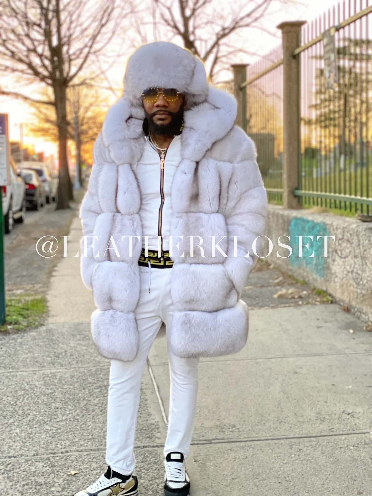 Men's Showstopper 3/4 Fox Fur Jacket [Natural White]