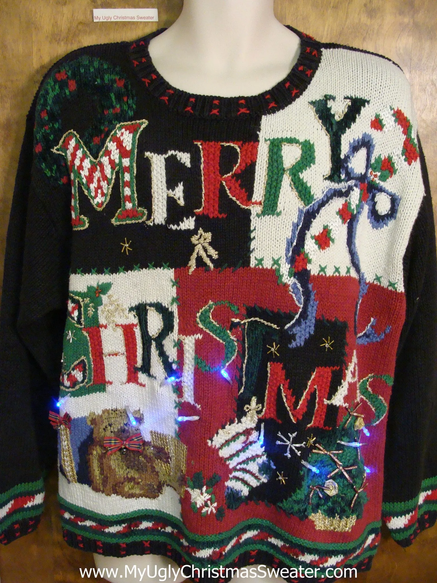 MERRY CHRISTMAS Light Up Ugly Xmas Sweater