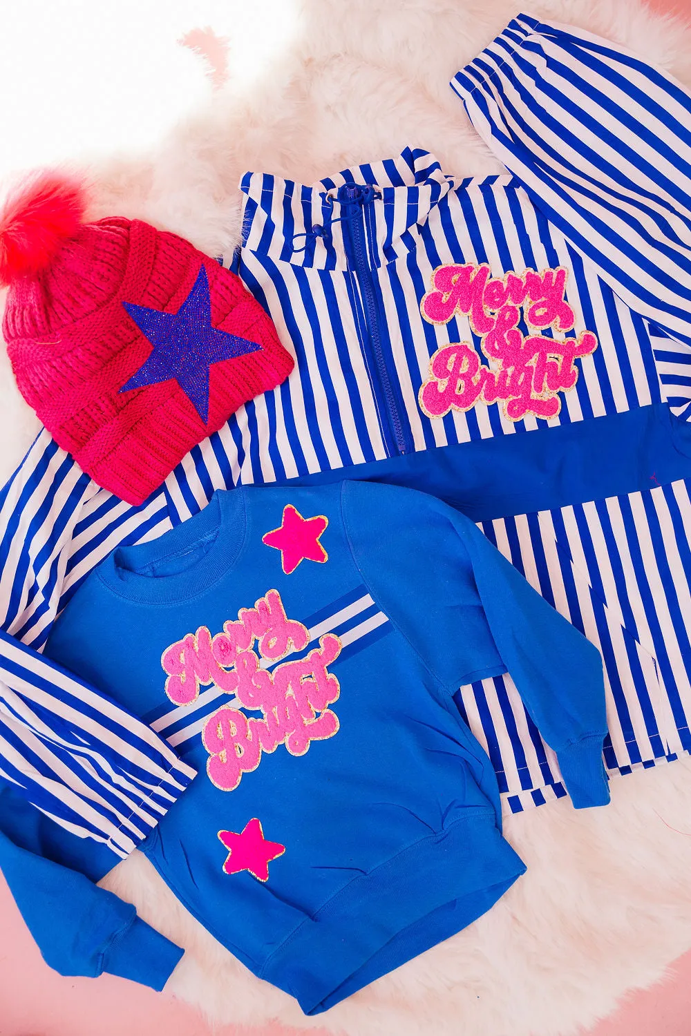 MINI KIDS MERRY & BRIGHT BLUE PULLOVER (PRE-ORDER)