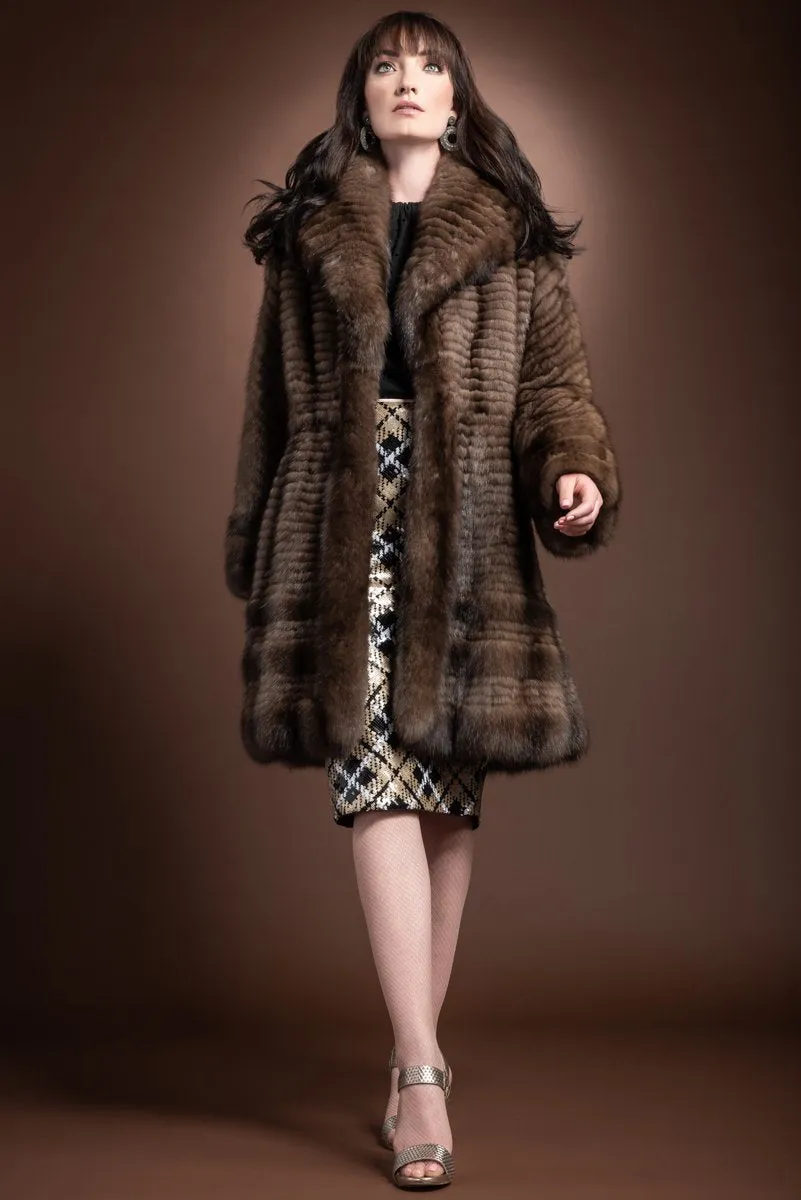 Natural Russian Caviar Feathered Sable Fur Coat