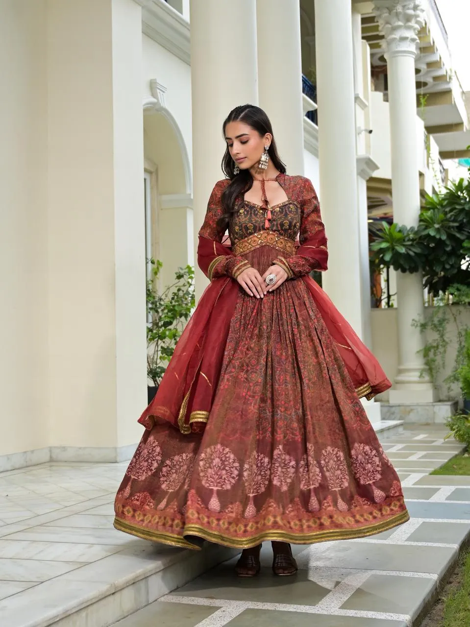 Nayab Ananta Red Anarkali Kurta Set With Dupatta