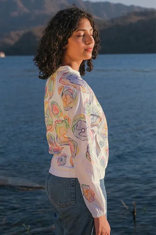 Okhai 'Holi' Pure Cotton Hand Embroidered Bomber Jacket