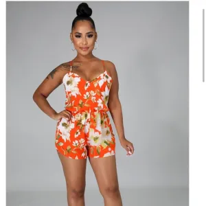 Orange Floral Romper