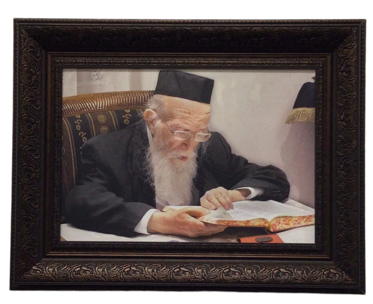 Painting of R' Mechel Yida Lefkowitz, Size 14x20, Brown Frame