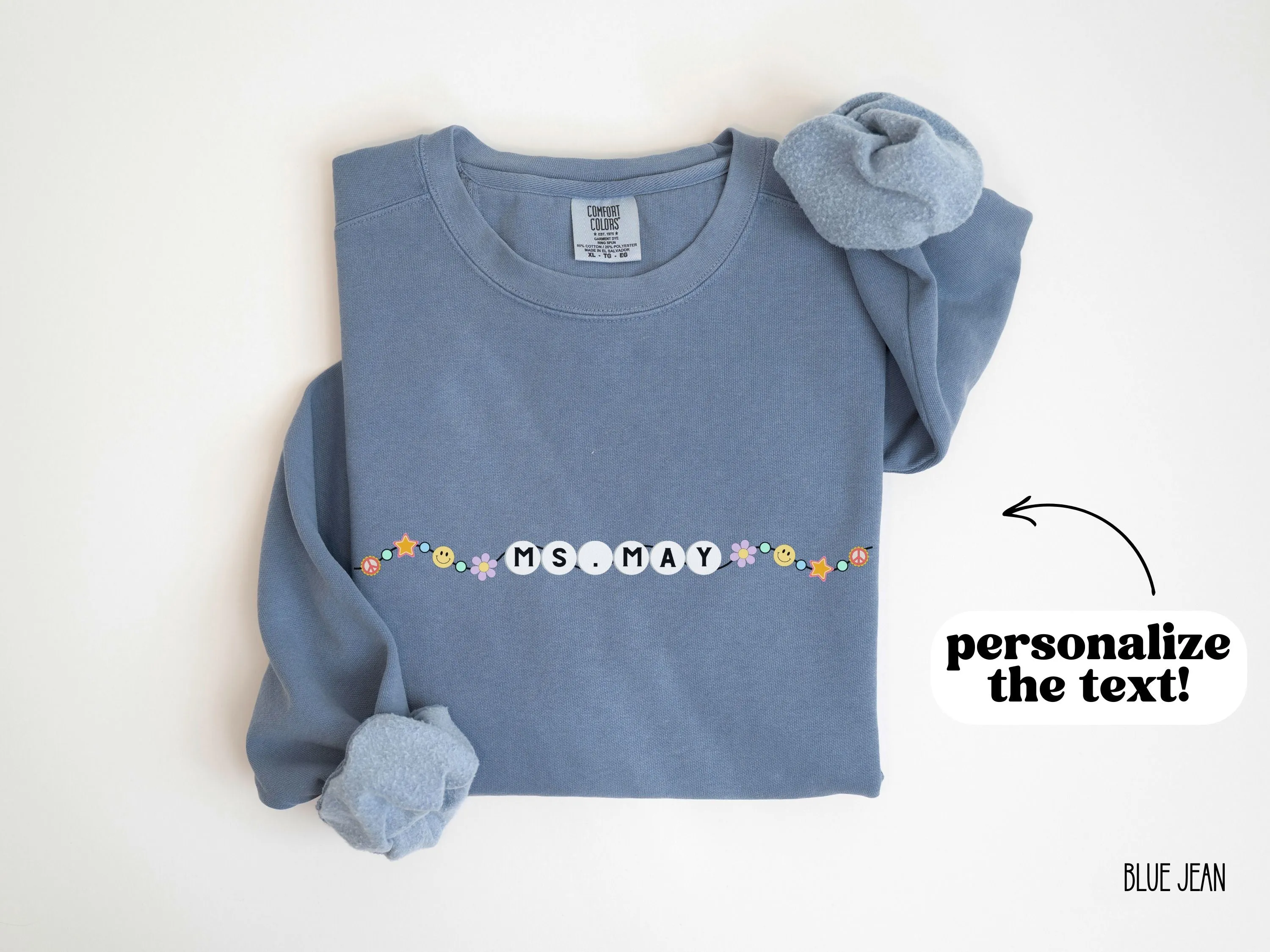 Personalized Friendship Bracelet Sweatshirt - Custom Name or Occupation Teacher Gift, Unisex Jumper, Garment-Dyed Pullover, Unique Present