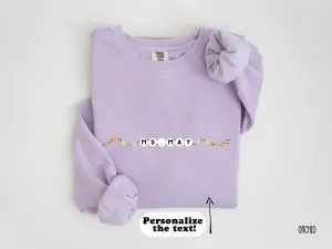 Personalized Friendship Bracelet Sweatshirt - Custom Name or Occupation Teacher Gift, Unisex Jumper, Garment-Dyed Pullover, Unique Present