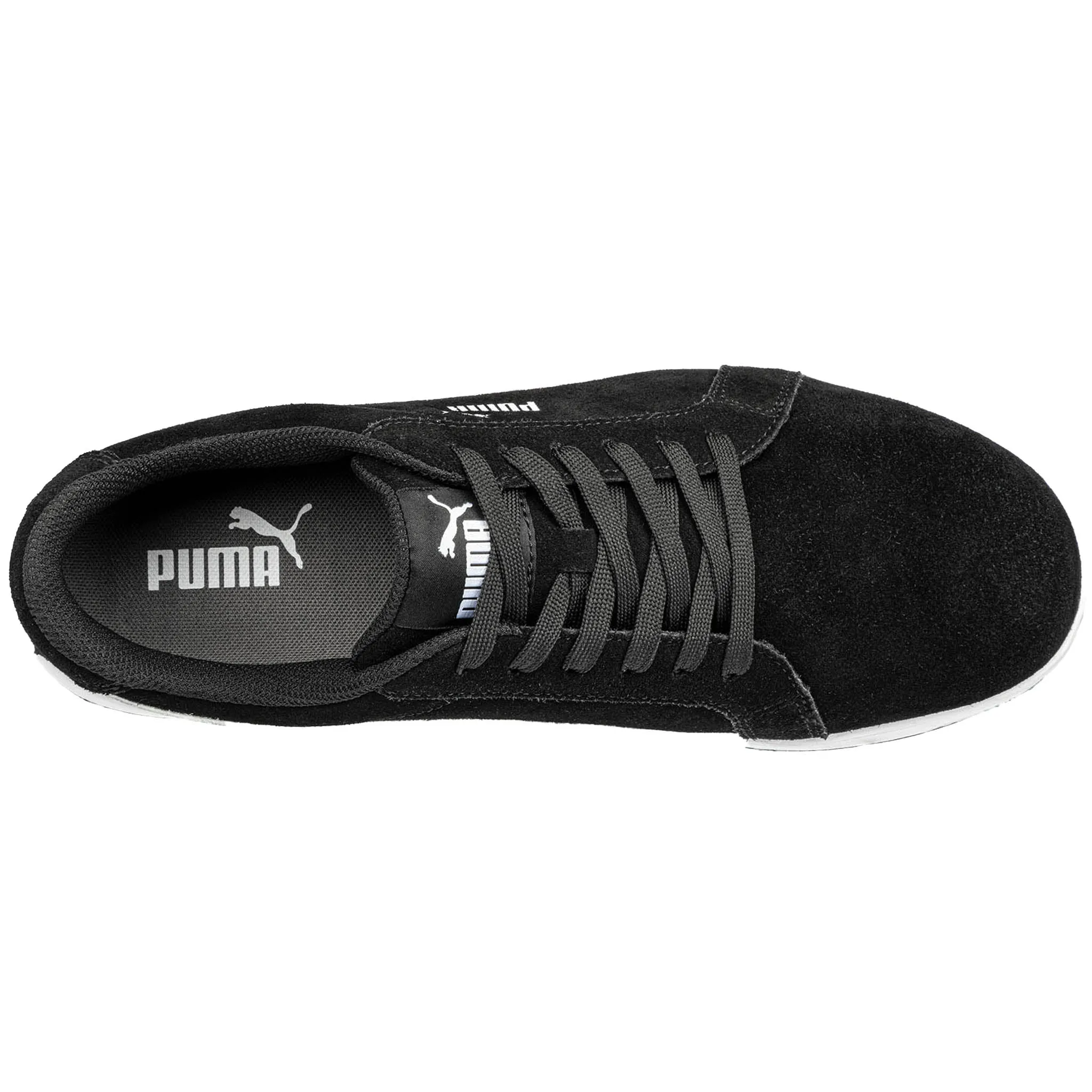 Puma Women's 640115 Iconic Suede Low Black White Composite Safety Toe Metal Free Work Shoes