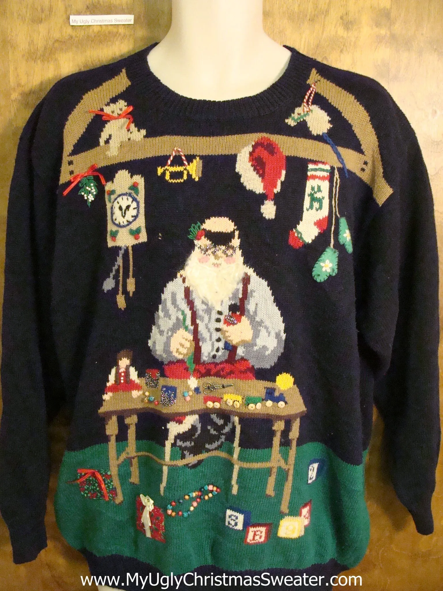 Rare Santas Workshop with Dog Funny Christmas Sweater