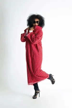 Red Plaid Long Coat  OFELIA SALE