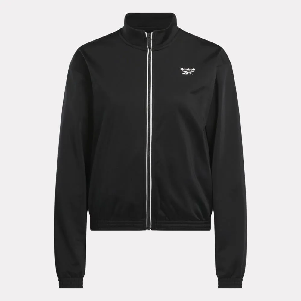 Reebok Apparel Women Reebok Identity Back Vector Tricot Track Jacket BLACK