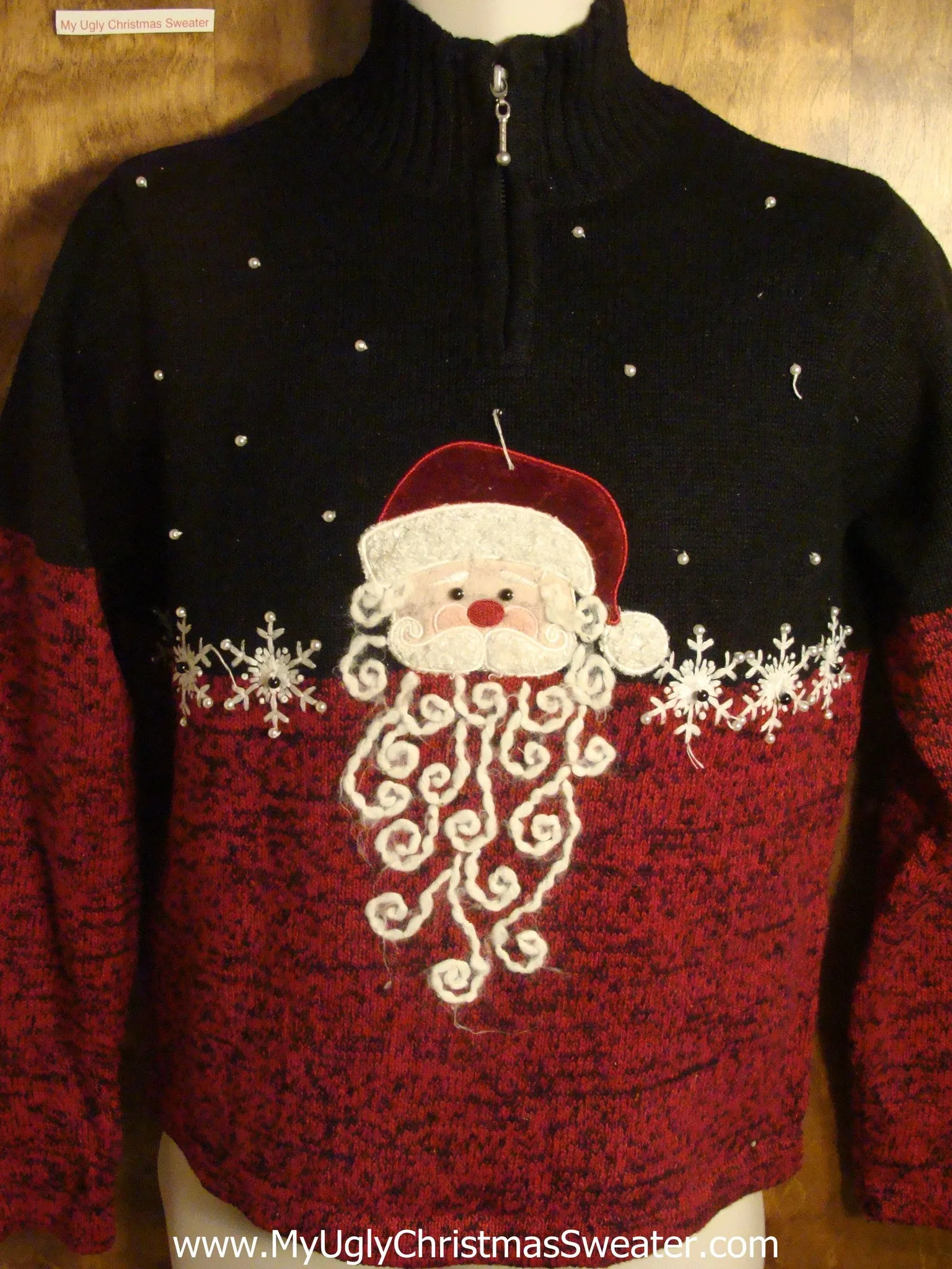 Santa with Swirly Beard Tacky Christmas Sweater