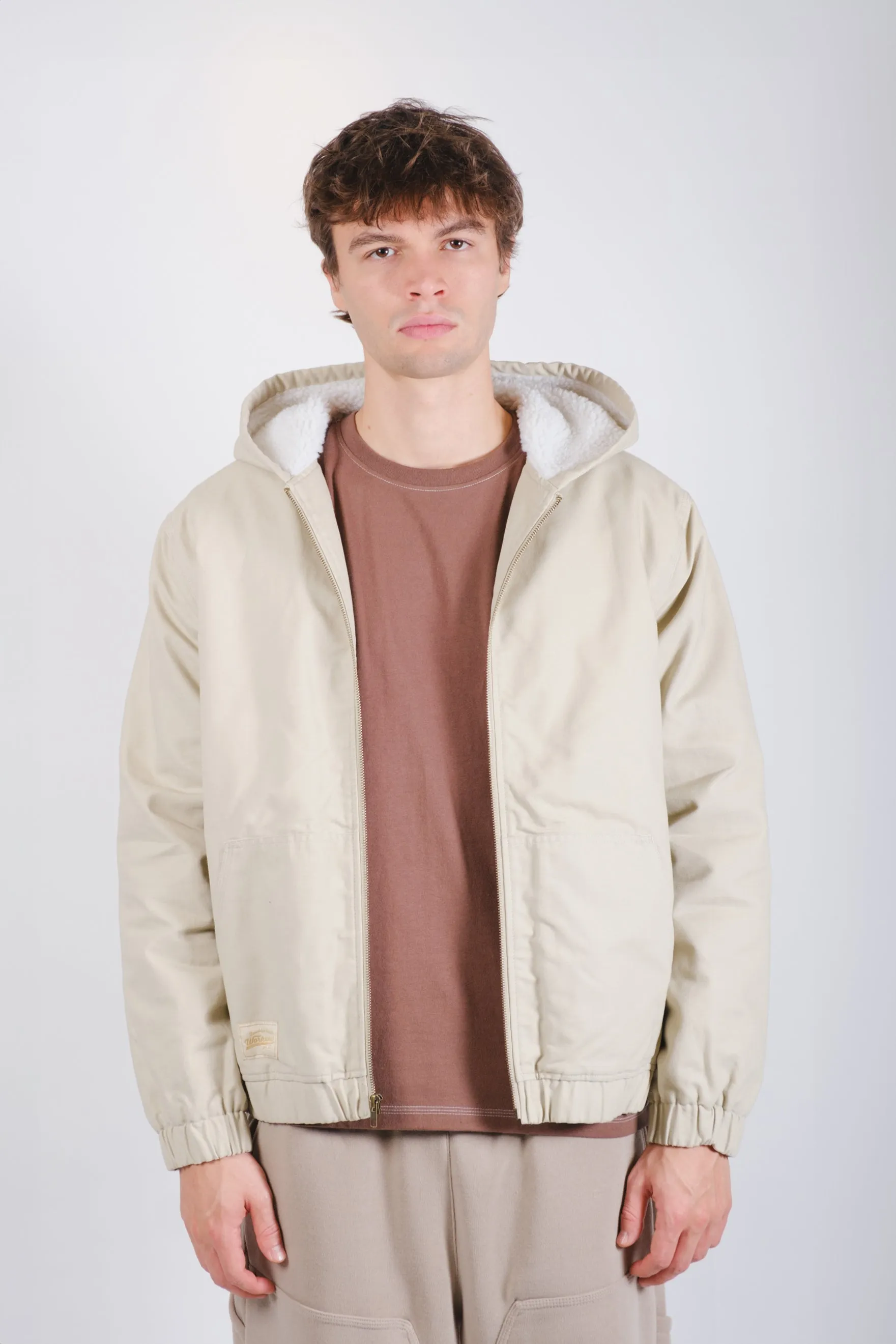 Sherpa Lined Hooded Canvas Jacket