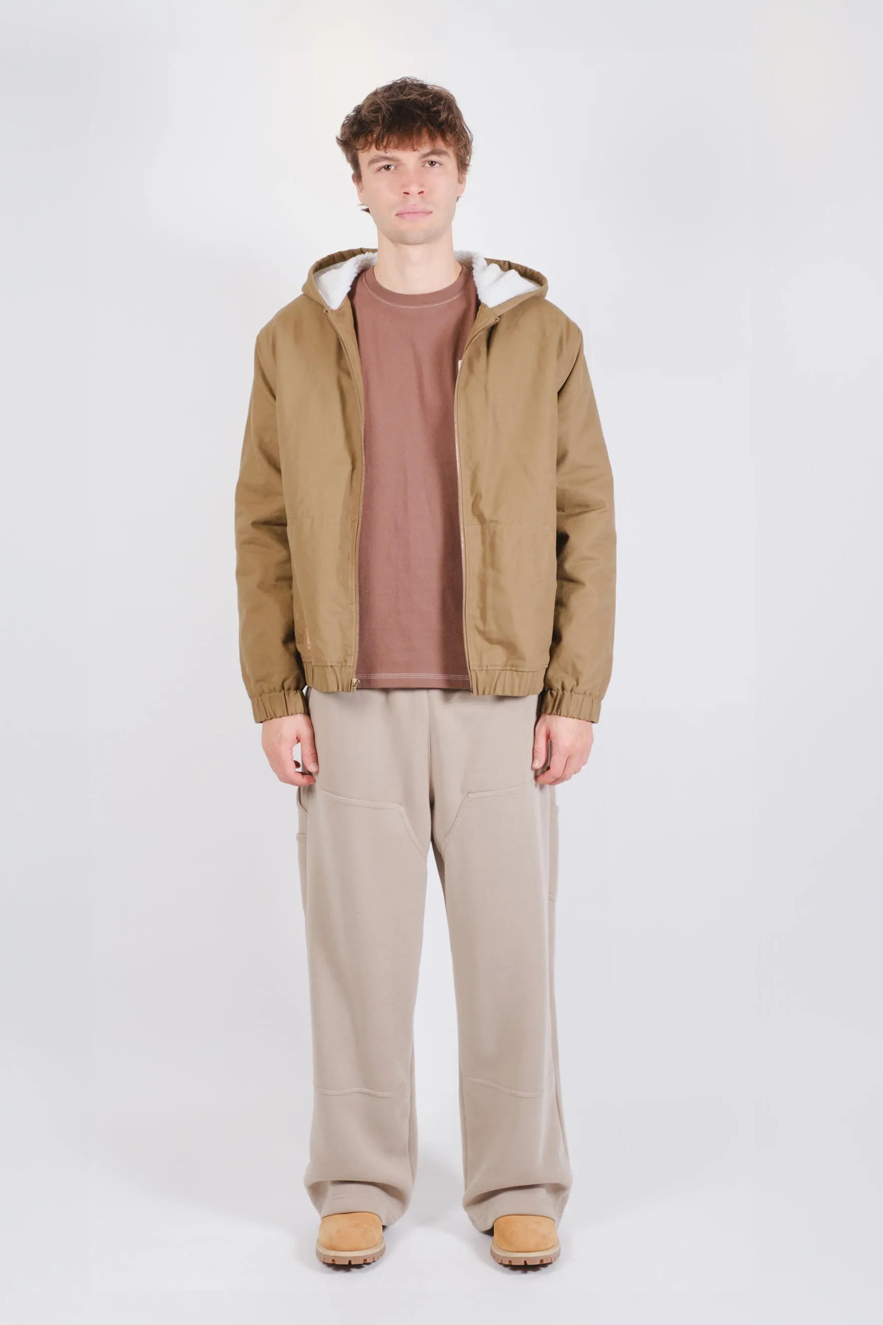 Sherpa Lined Hooded Canvas Jacket