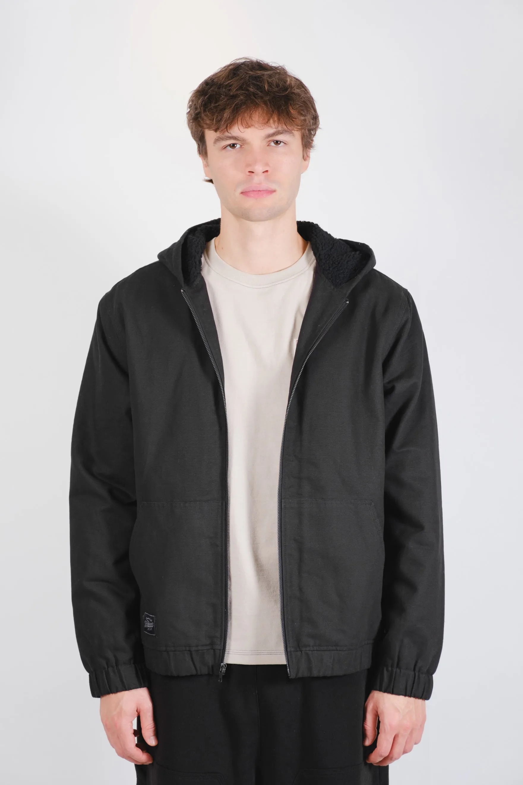 Sherpa Lined Hooded Canvas Jacket