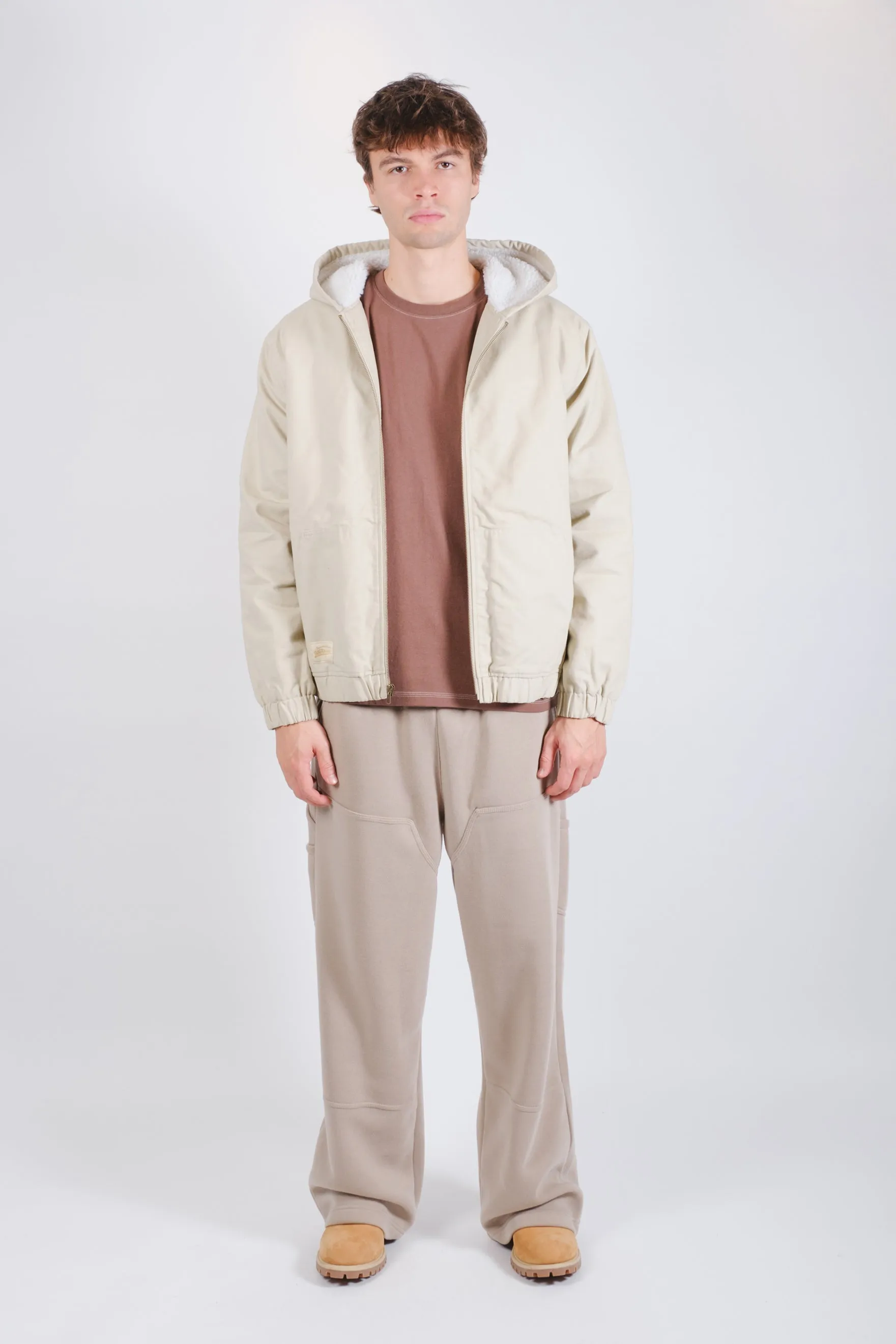 Sherpa Lined Hooded Canvas Jacket