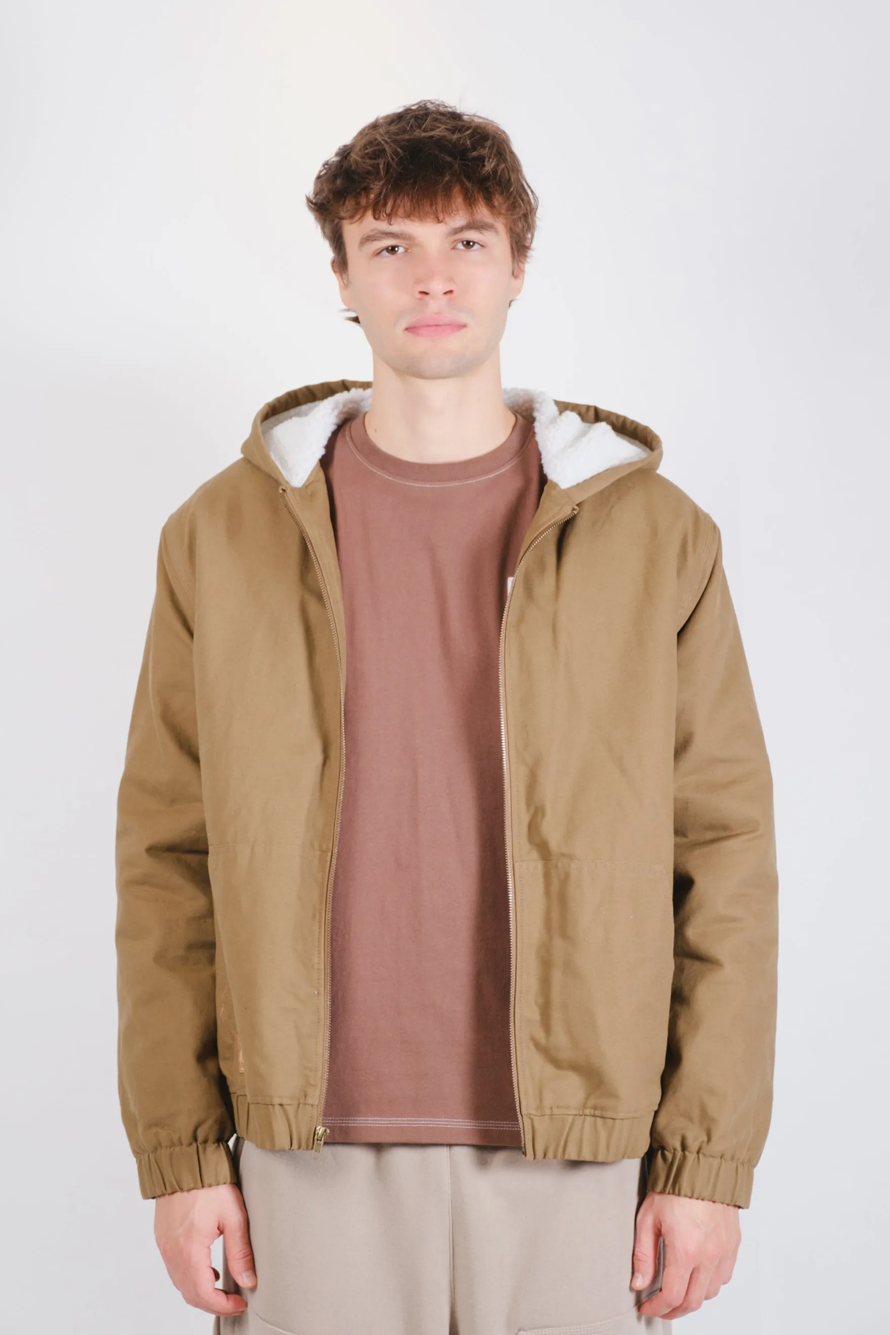 Sherpa Lined Hooded Canvas Jacket