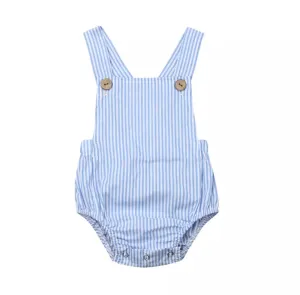 Striped Summer Romper - Blue & White