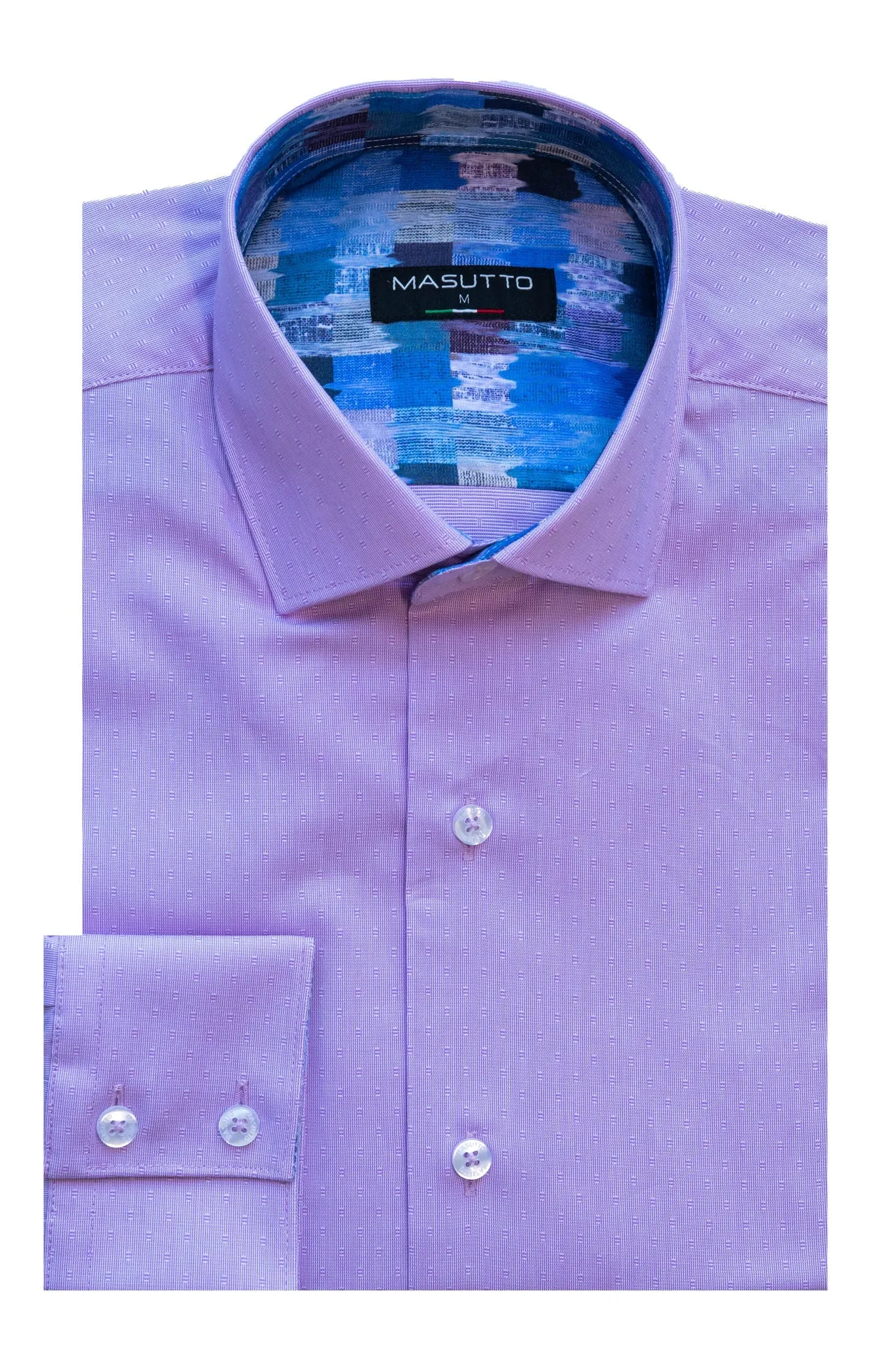 Suero Blue or Purple Long Sleeve Men's Button-Down Shirt with Contrast Trim | SUERO/02